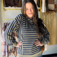 Navy & Olive Striped Hoodie