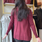 Burgundy Open Front Cardigan