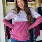Vintage Floral Raspberry Pullover