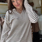 Plum Stripe V Neck Top