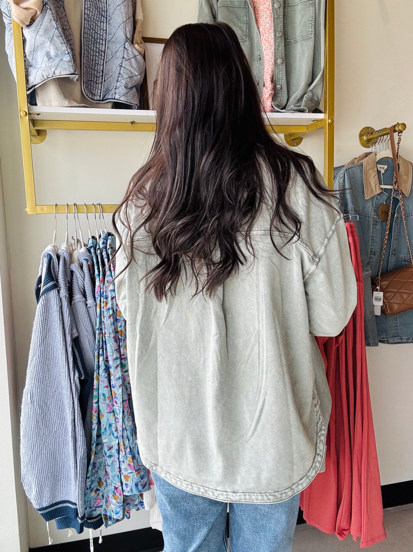 Sage Garment Dyed Shacket