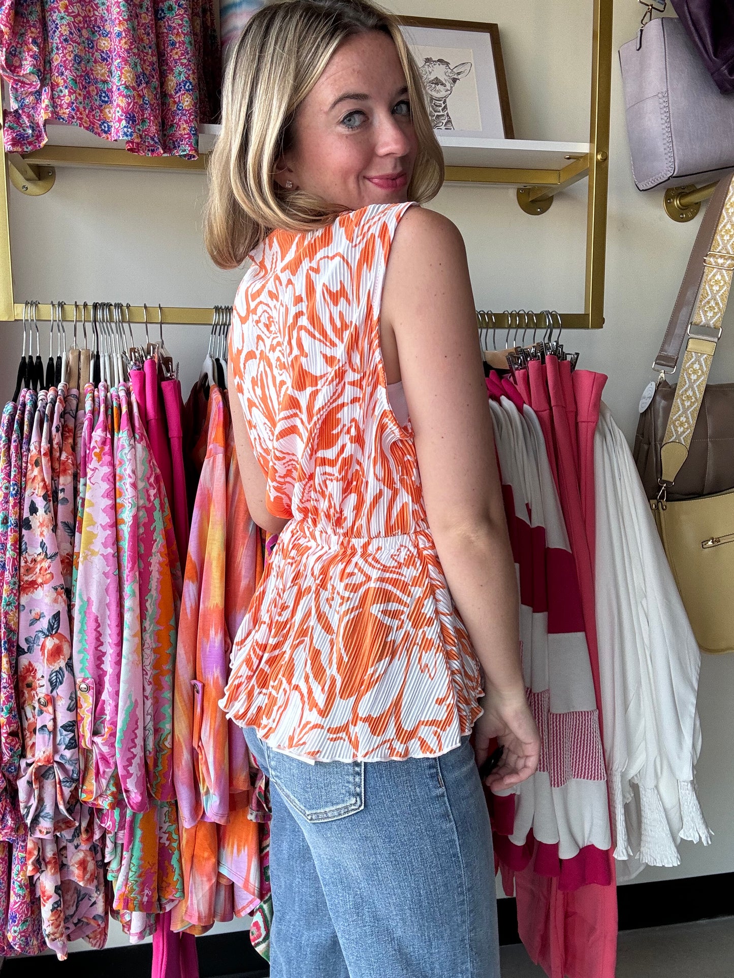 Orange Swirl Sleeveless Top