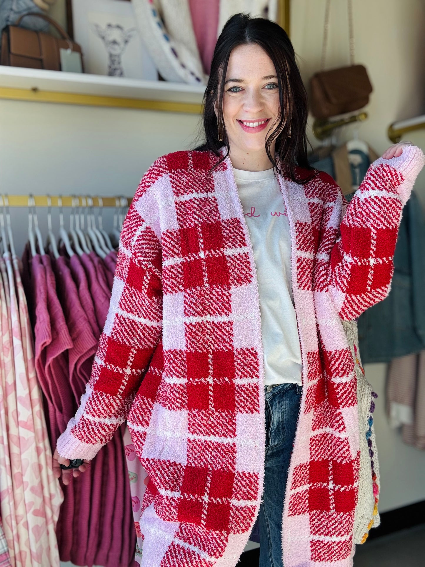 Valentine Plaid Cloud Cardigan