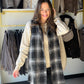 Long Plaid Button Up Vest