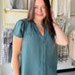 Dark Jade Ruffle Sleeve Blouse