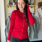 Red Button Up Cable Knit Cardigan