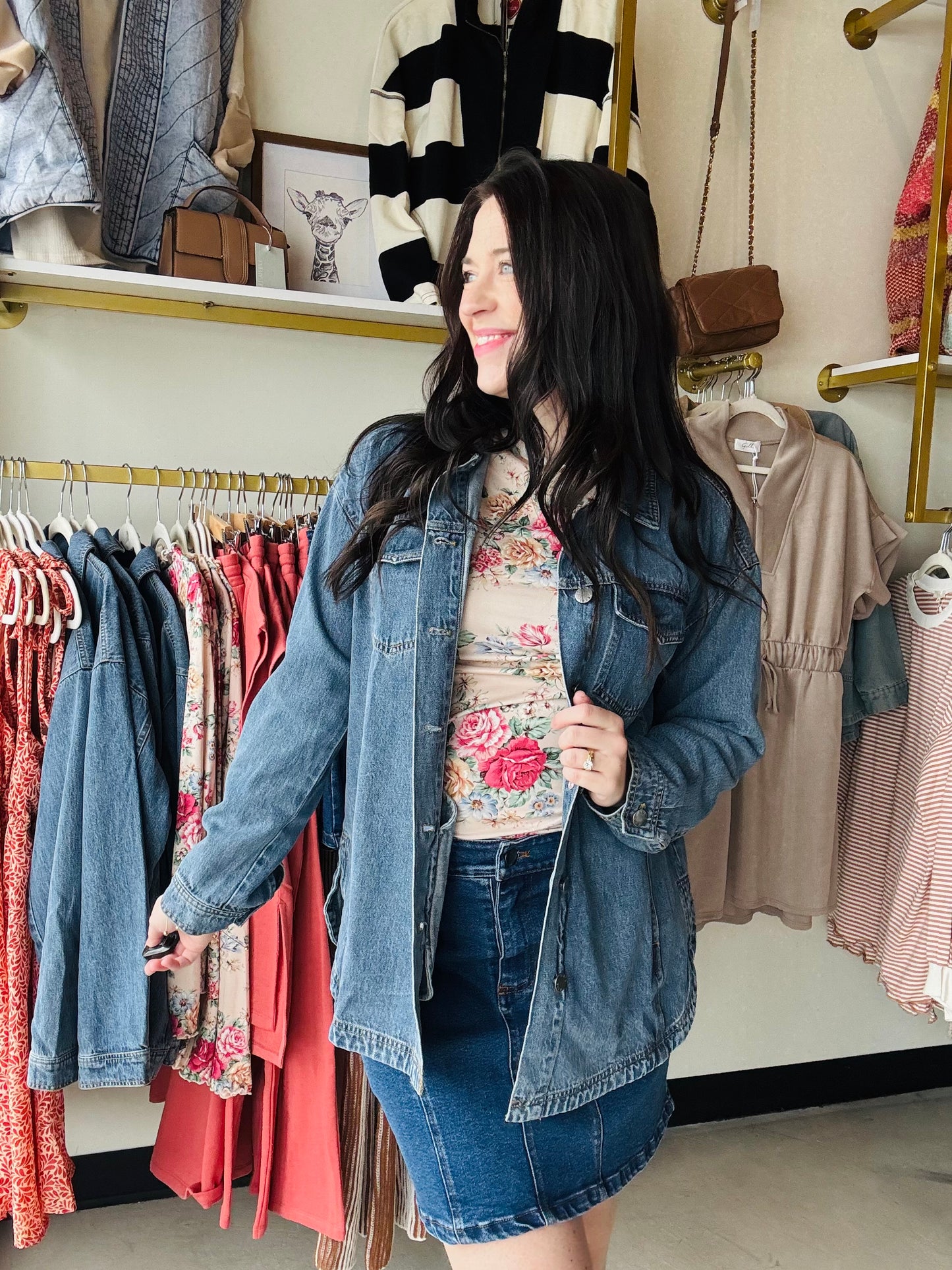 Oatmeal Marrow Hem Floral Top