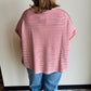 Oatmeal Pink Striped Oversized Top
