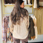 Khaki Velvet Textured Shacket