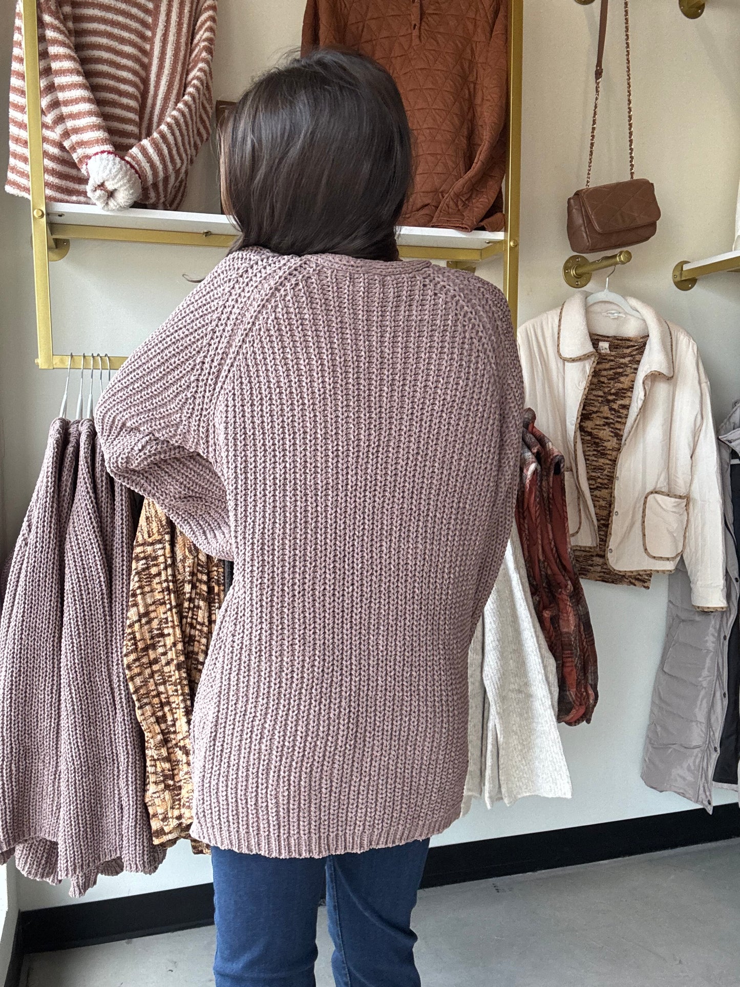 Brown Chunky Knit Cardigan