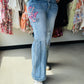 Floral Embroidered Darted Jeans