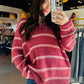 Marsala & Pink Stripe Sweater