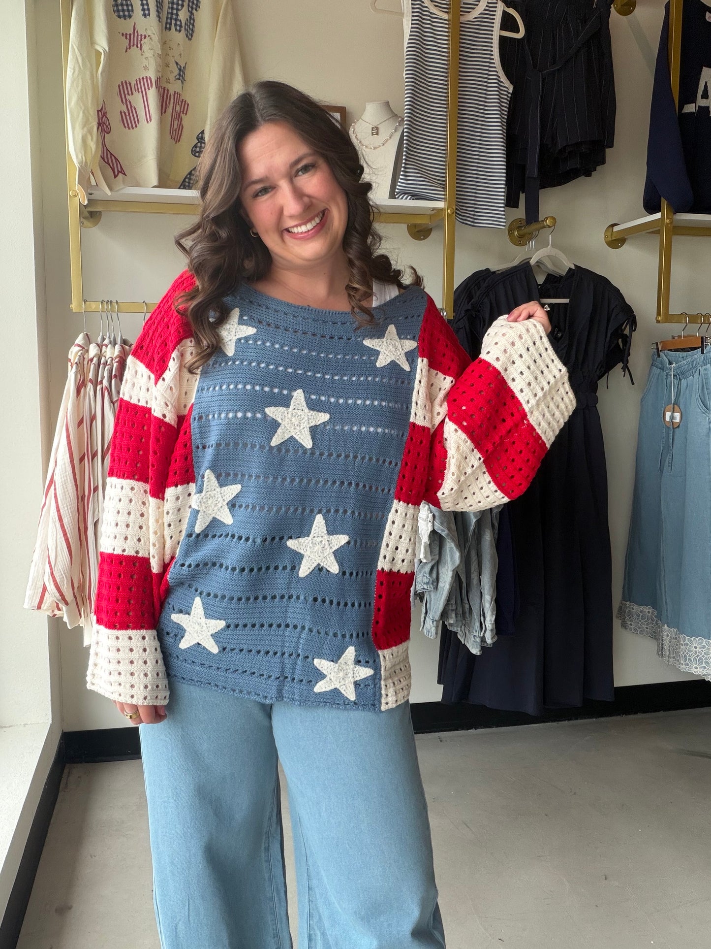 Stars & Stripes Crochet Sweater