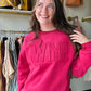 Jess Lea Wine Embossed Crewneck