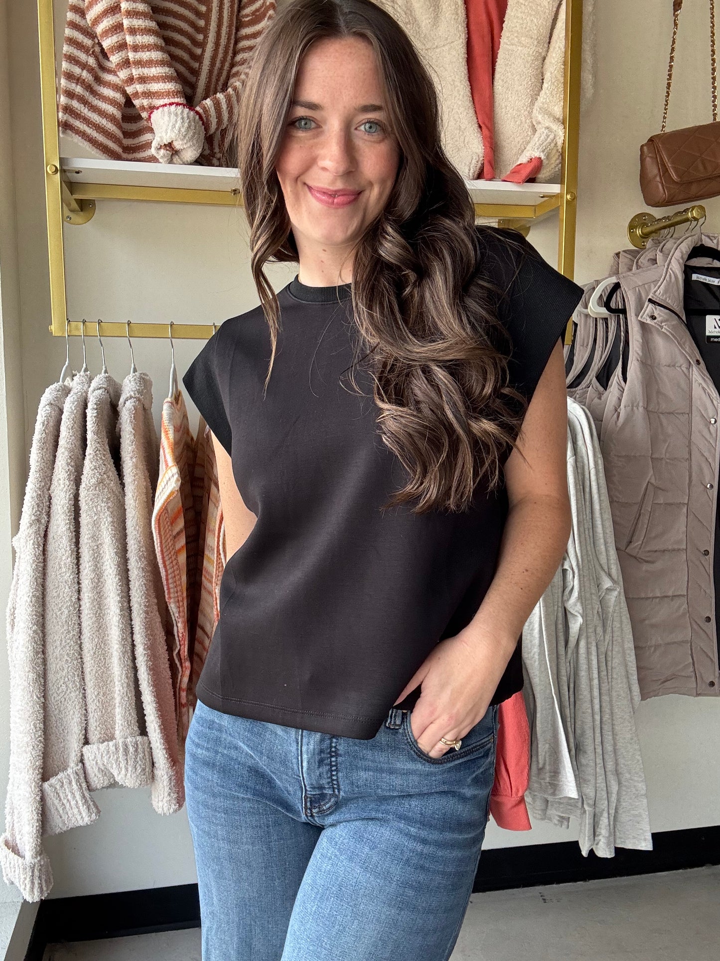 Black Cap Sleeve Pullover