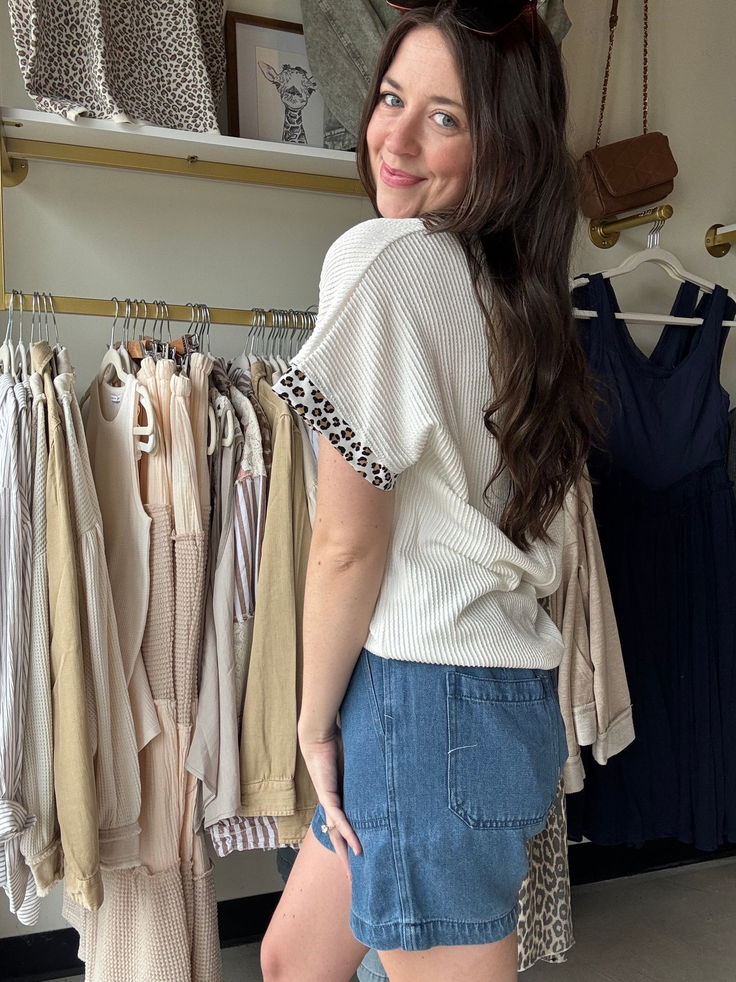 Not Over You Leopard Trim Top