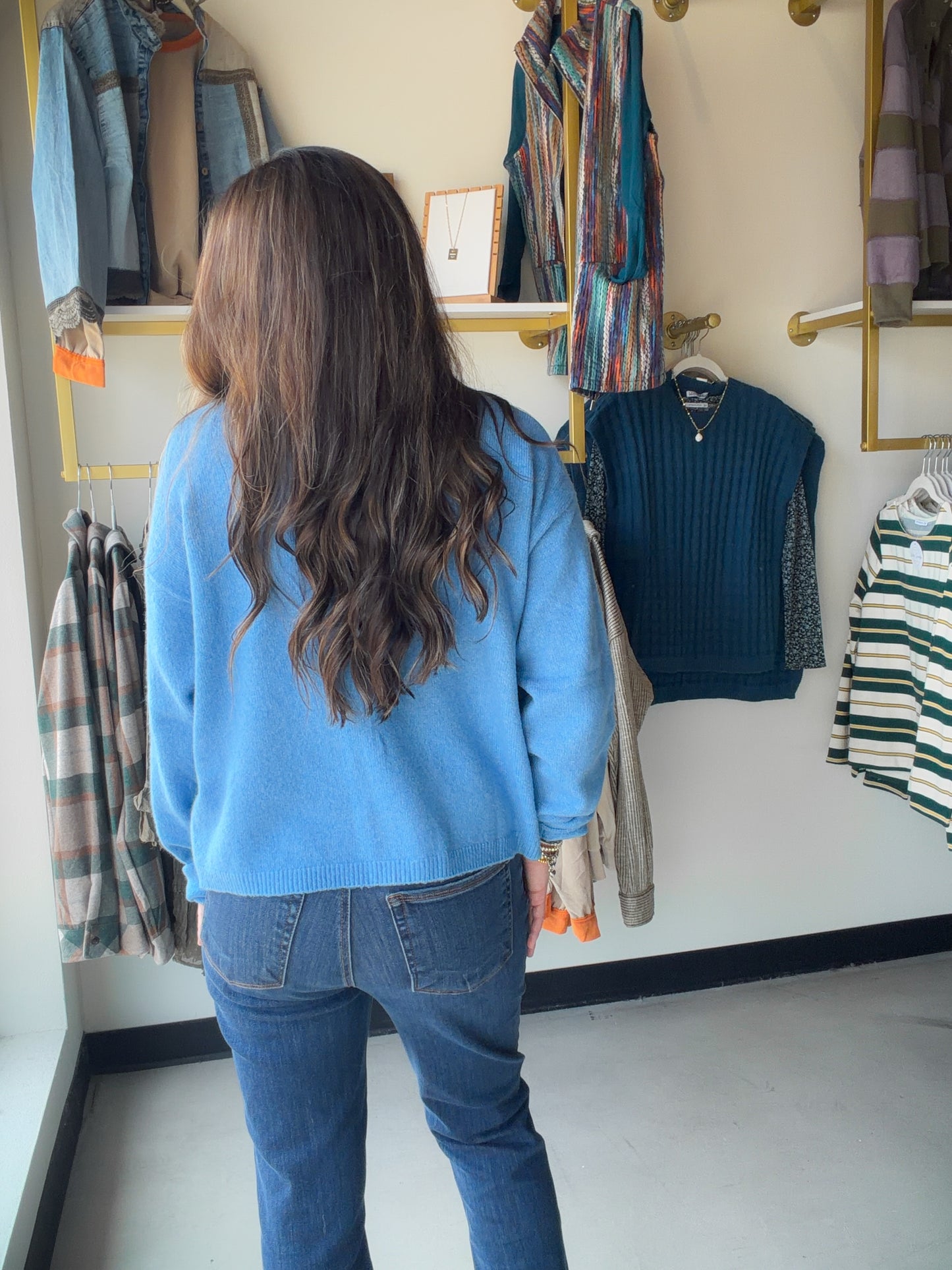 Blue Button Up Sweater Cardi