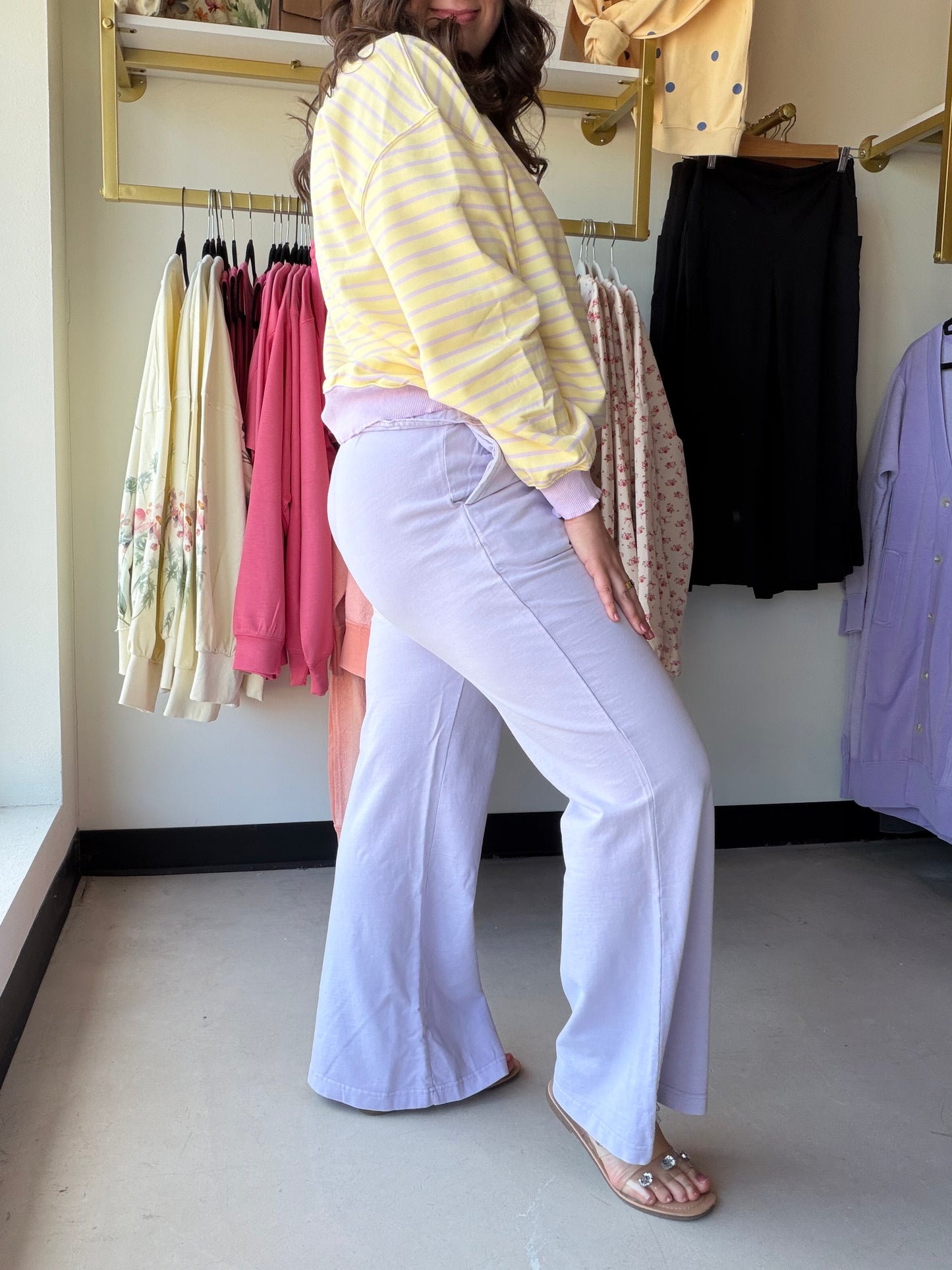 Lavender Knit Flare Pants