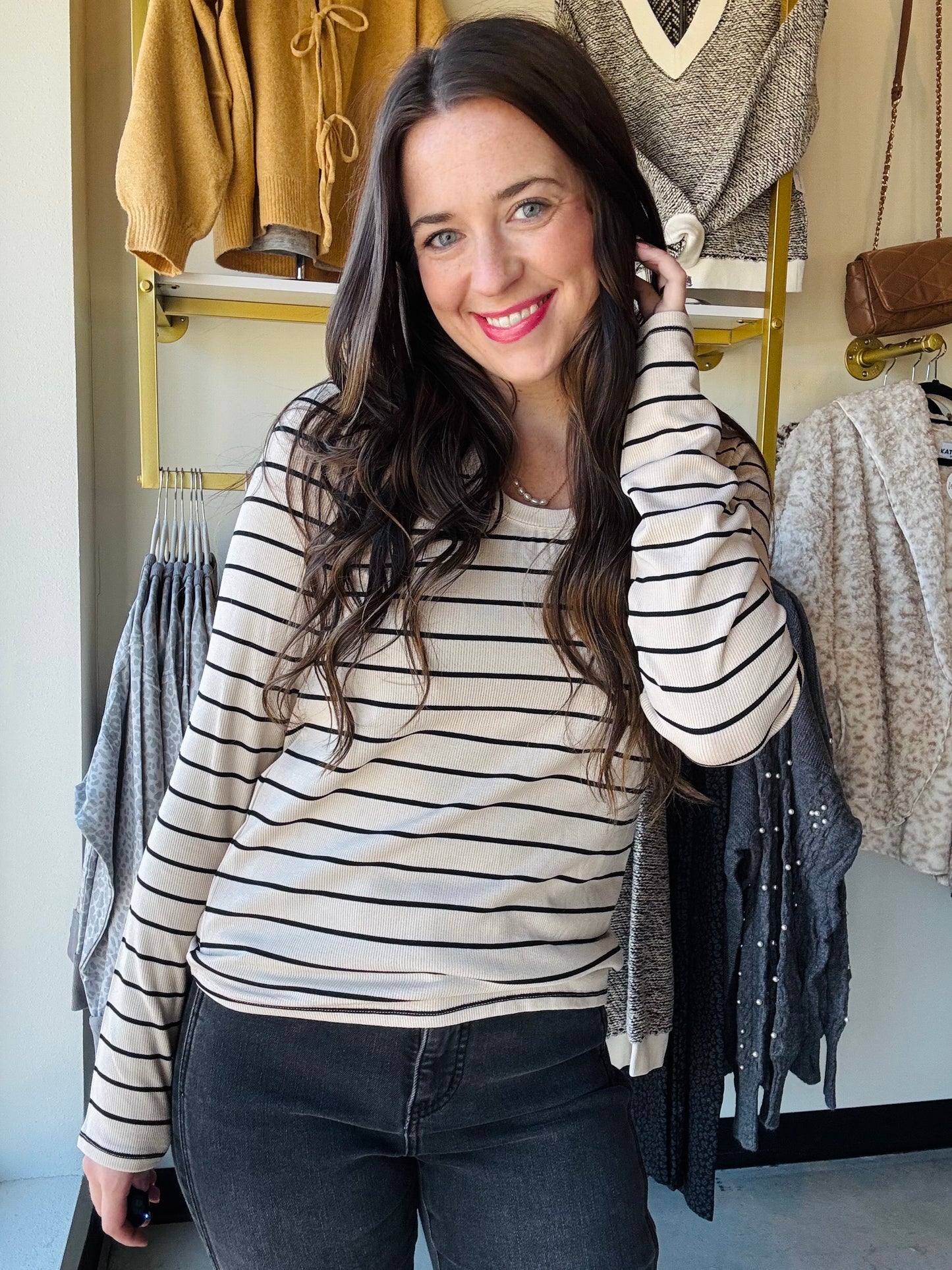 Birch Black Stripe Lauren Top