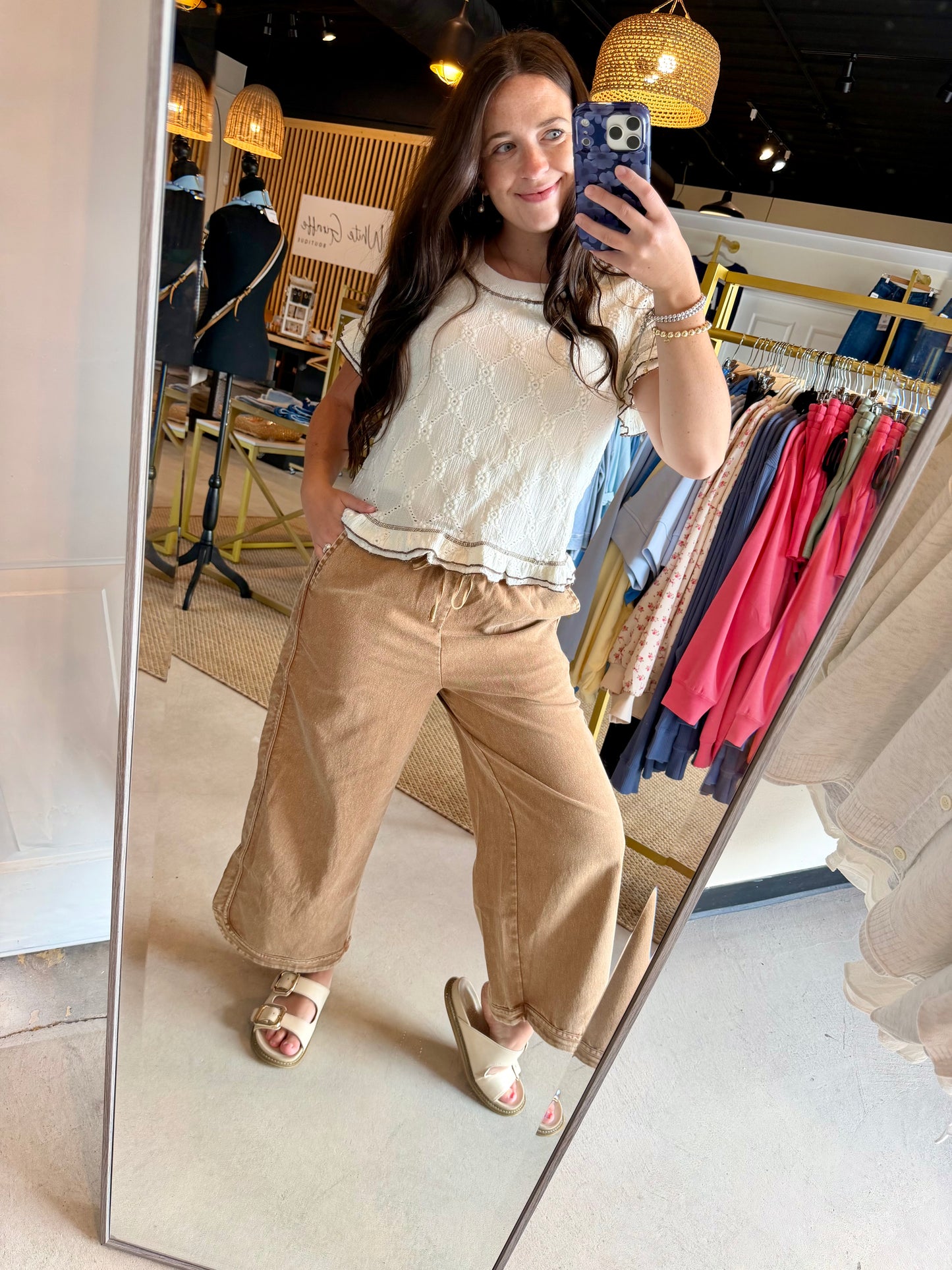 Latte Mineral Wash Drawstring Pants