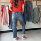 Embroidered Hem Kick Denim