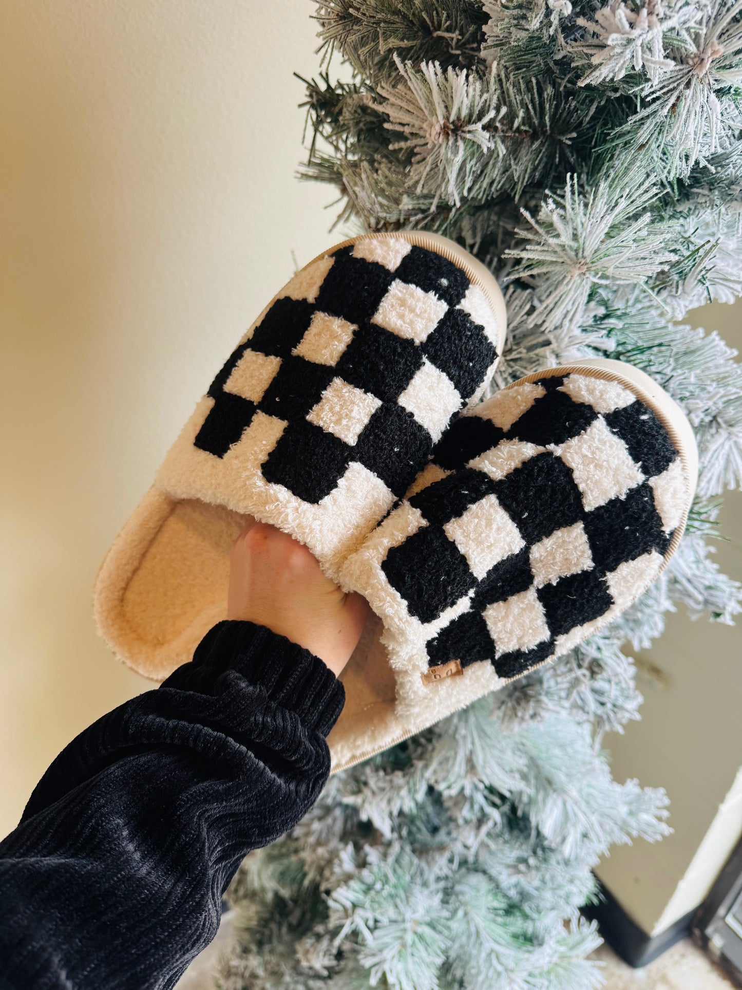 Checkered Platform Slippers