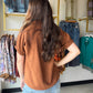 Brown Johnny Collar Blouse