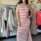 Rust Stripe Crochet Maxi Dress