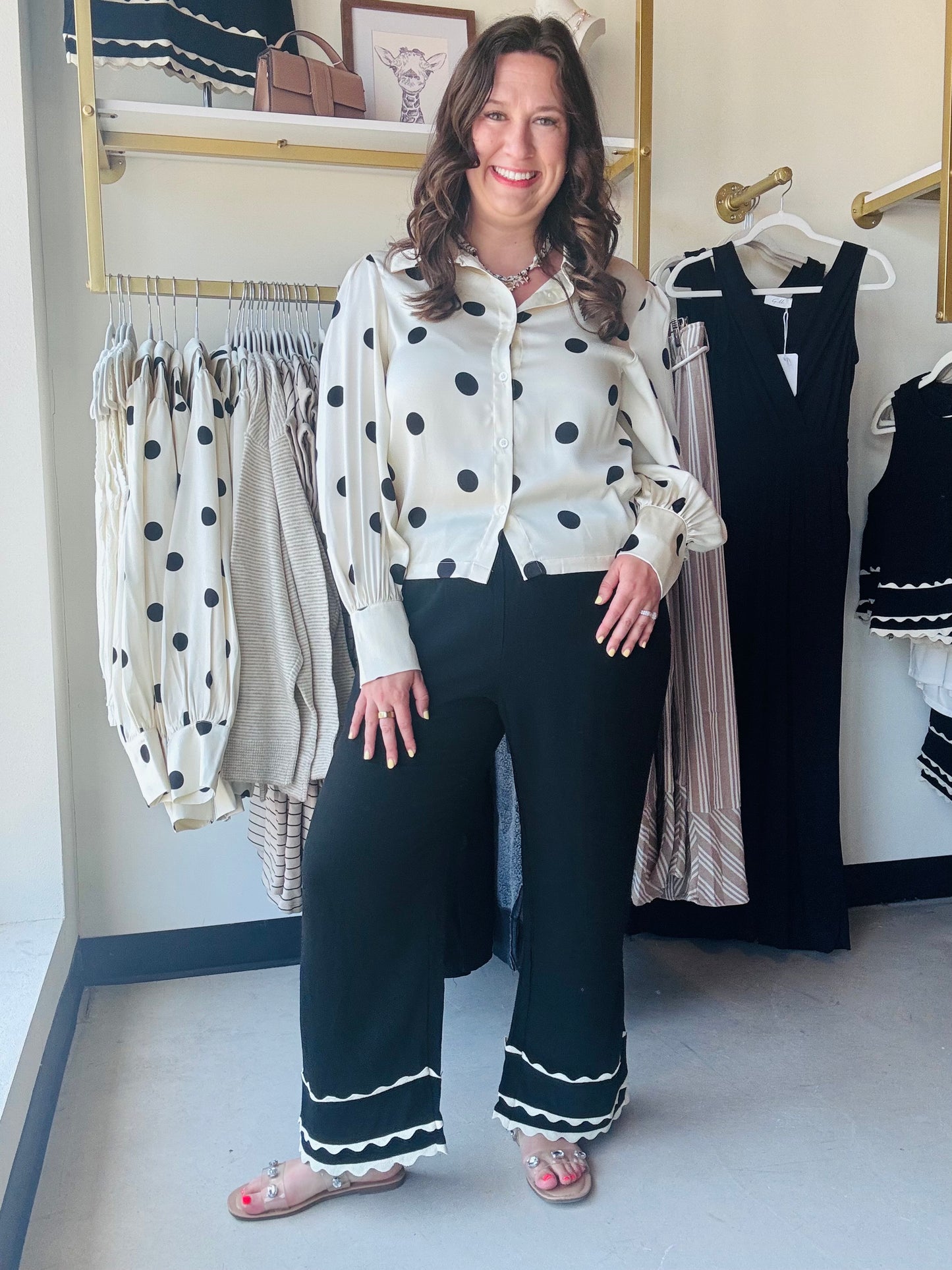 Black Scallop Detail Pants
