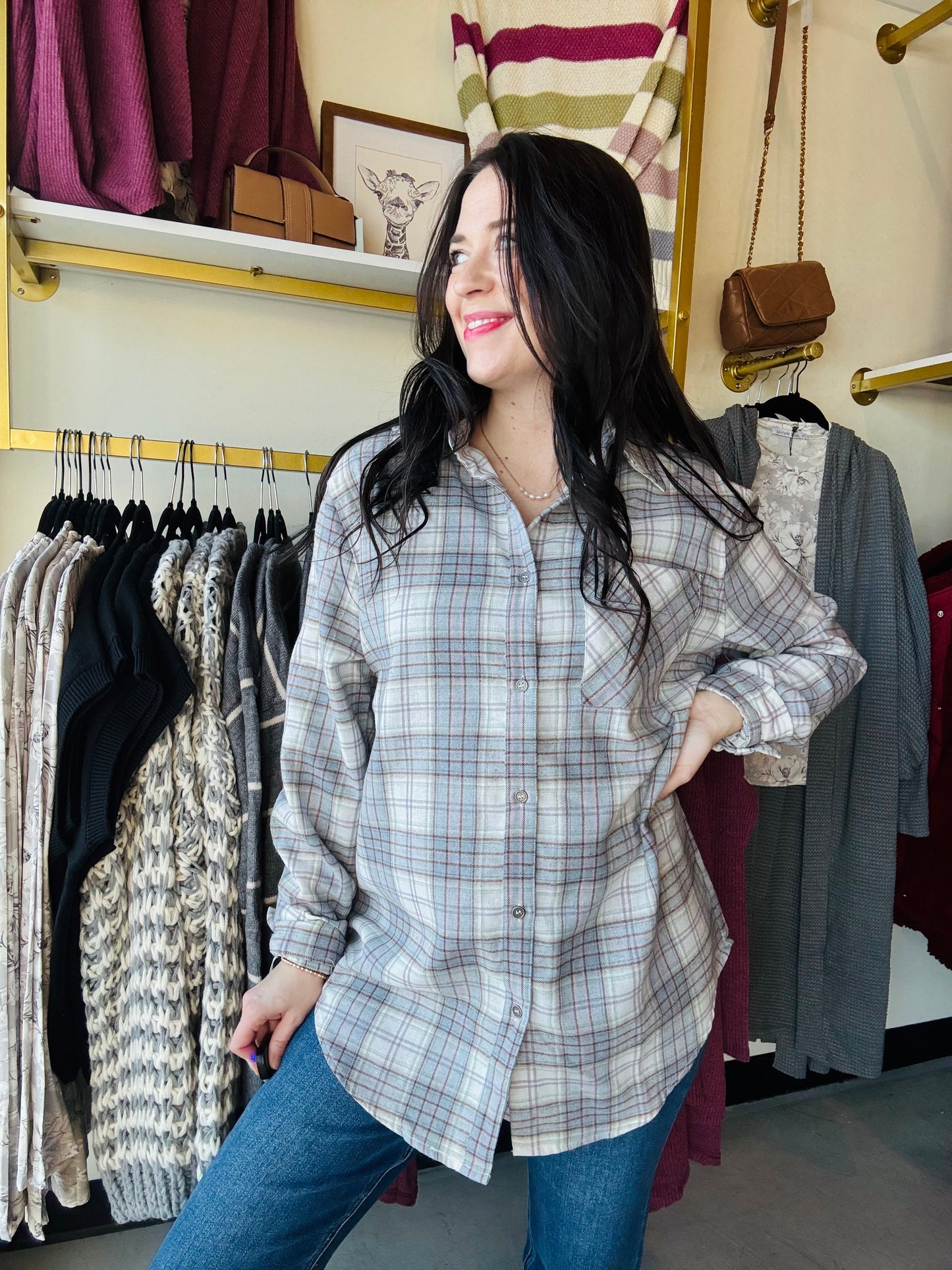 Slate Blue Plaid Button Down