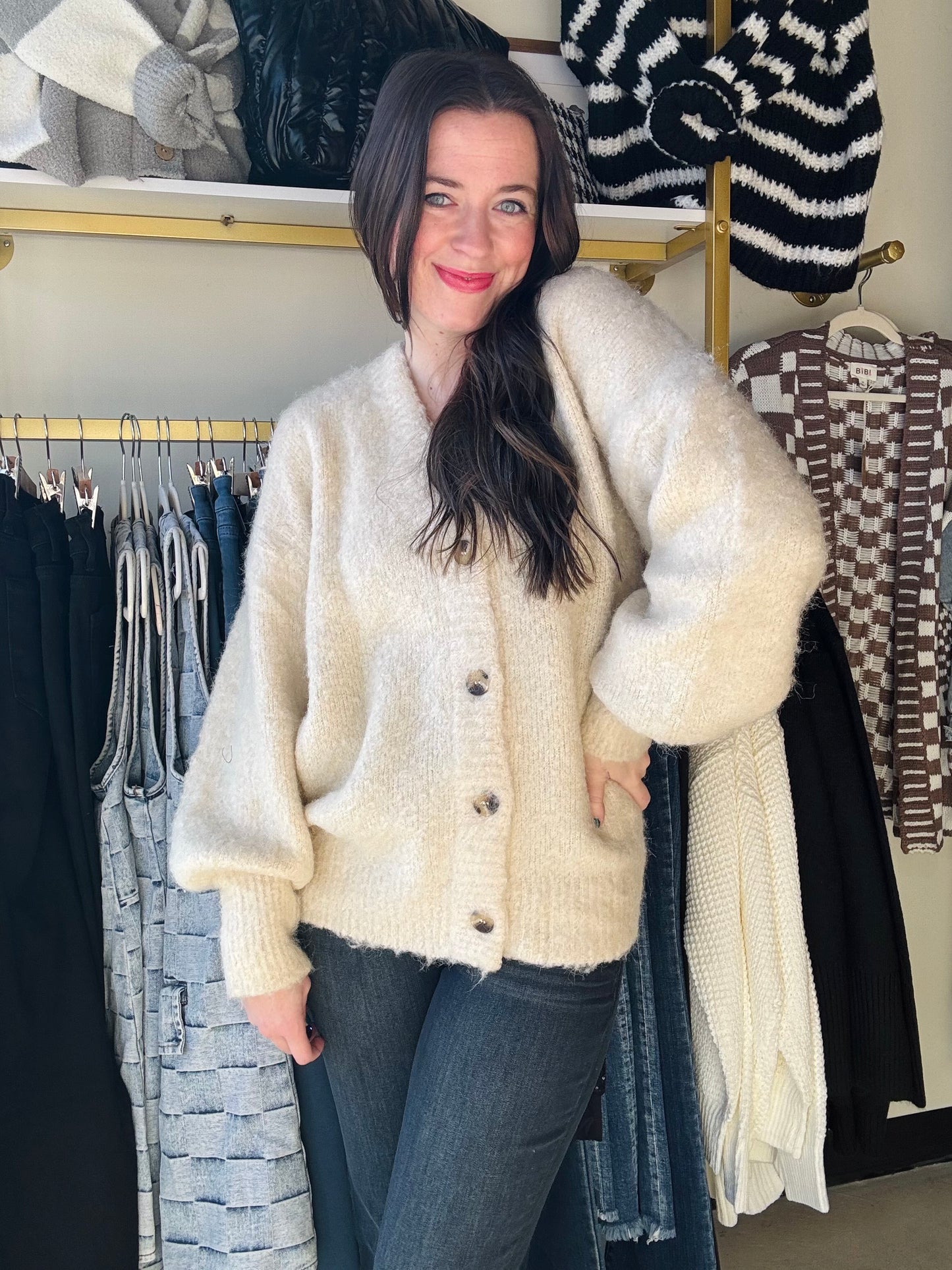 Cream Mohair Sweater Cardi