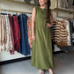 Gold Accent Belt Midi Dress