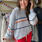 Blue Multi Stripe Sweater Hoodie