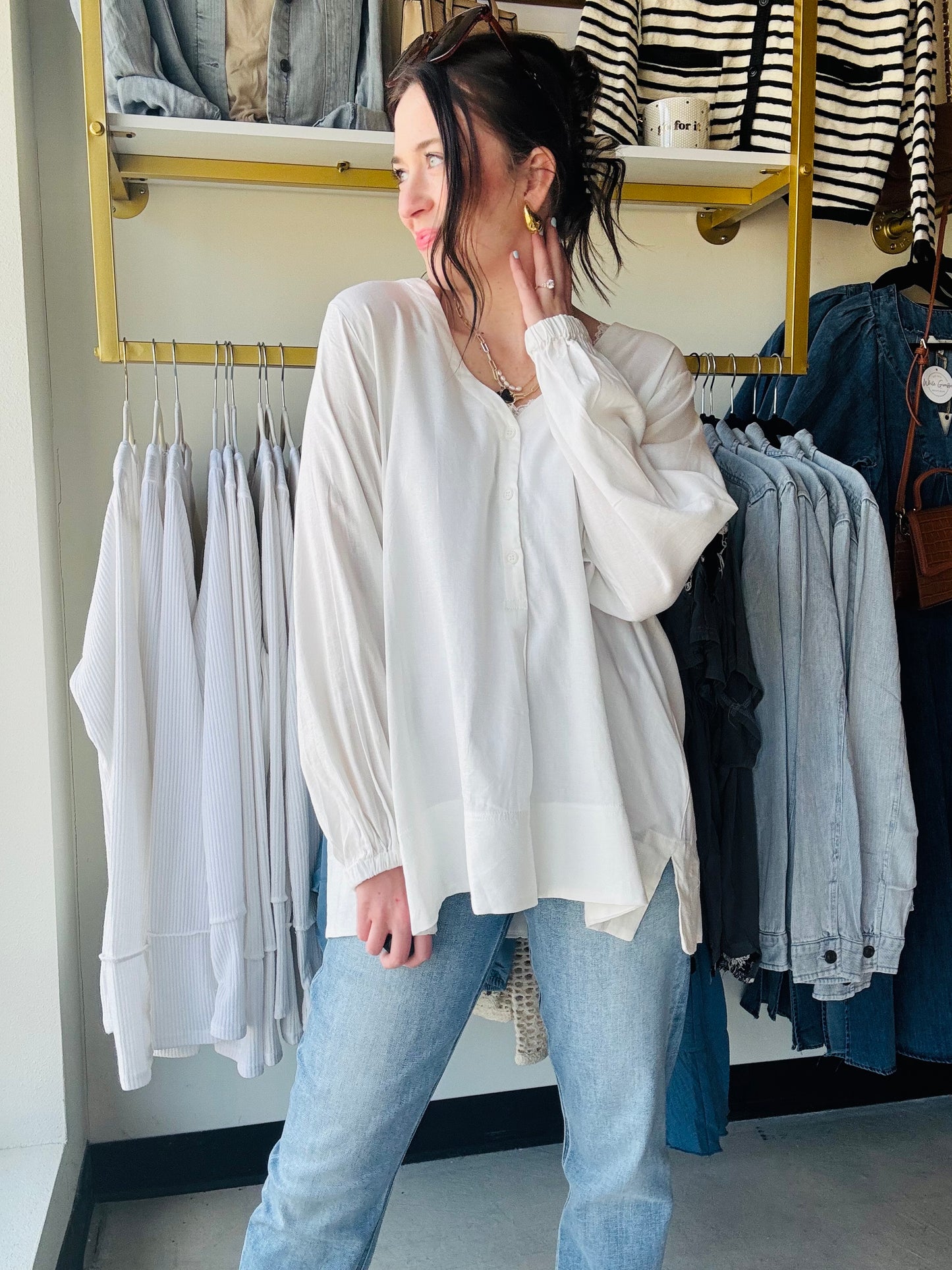 White V Neck Tunic