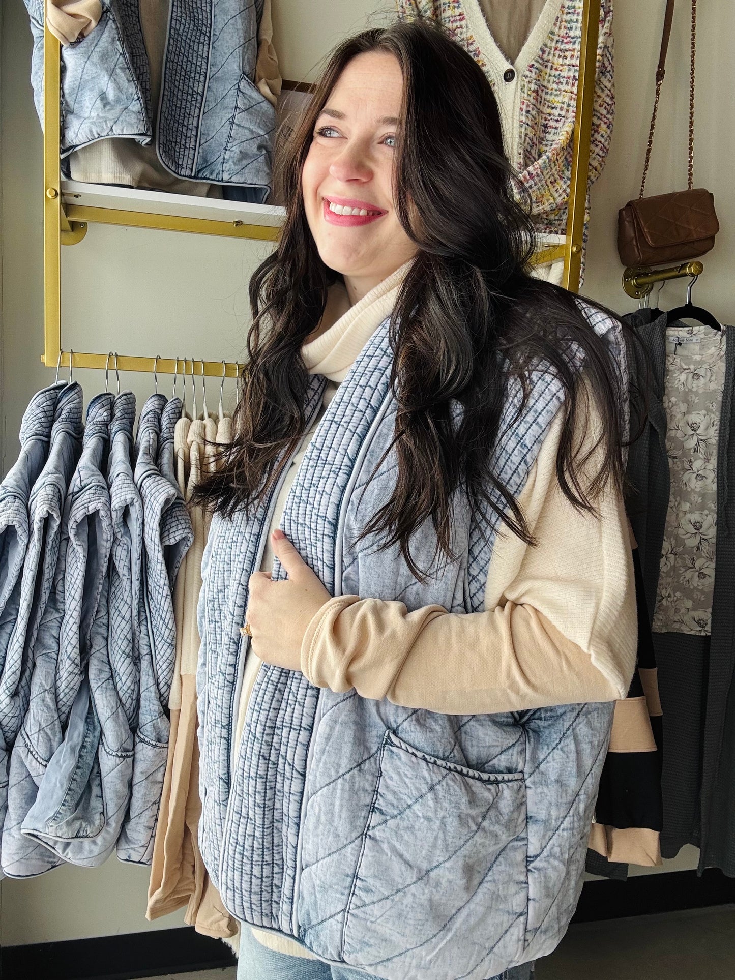 Quilted Chambray Vest