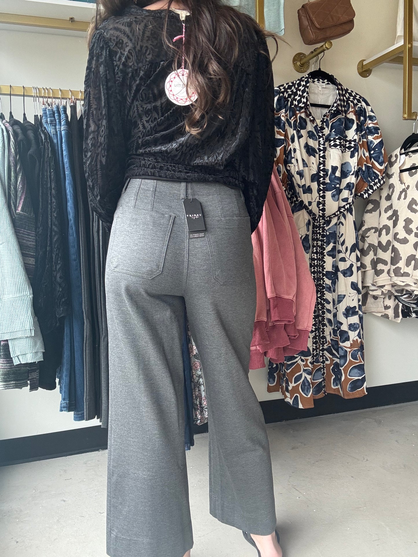 Charcoal High Rise Capris