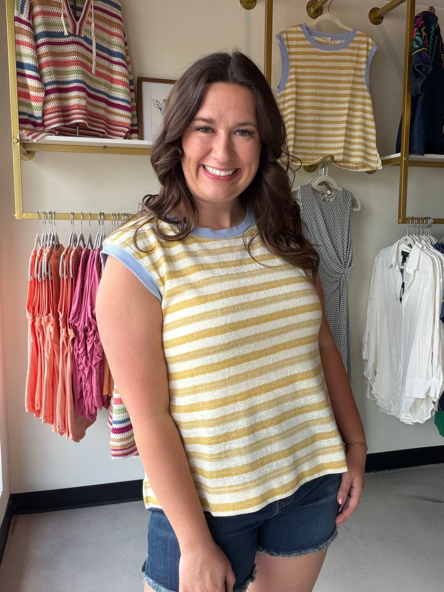 Lemon Blueberry Stripe Muscle Tank