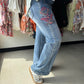 Floral Embroidered Darted Jeans
