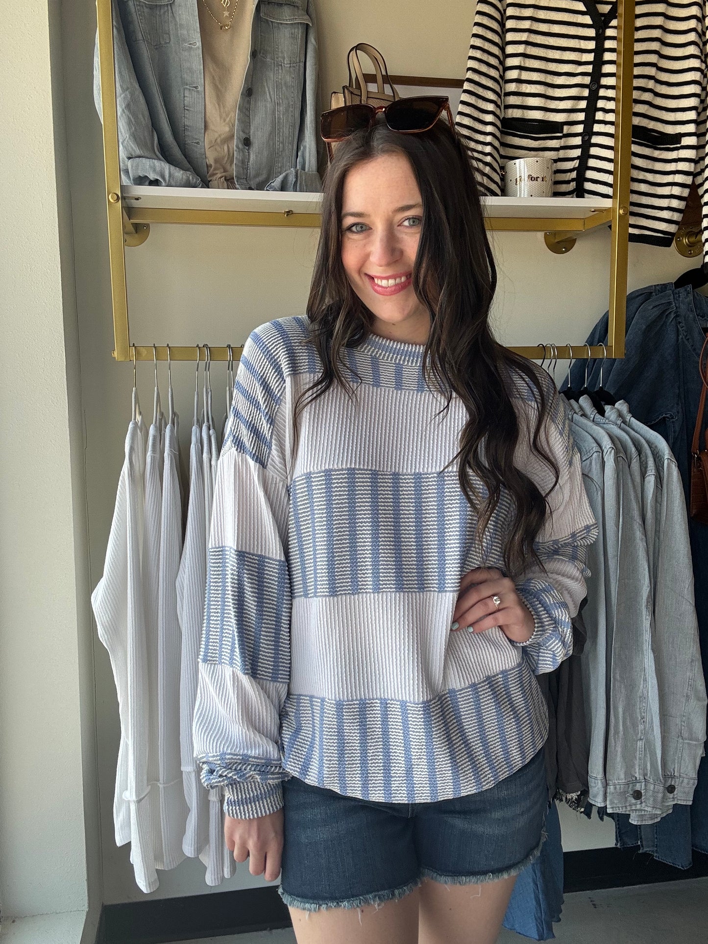 Denim Blue Striped Pullover