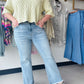 Mid Rise Frayed Hem Kick Flare