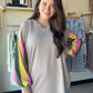 Taupe Accent Sleeve Brushed Top