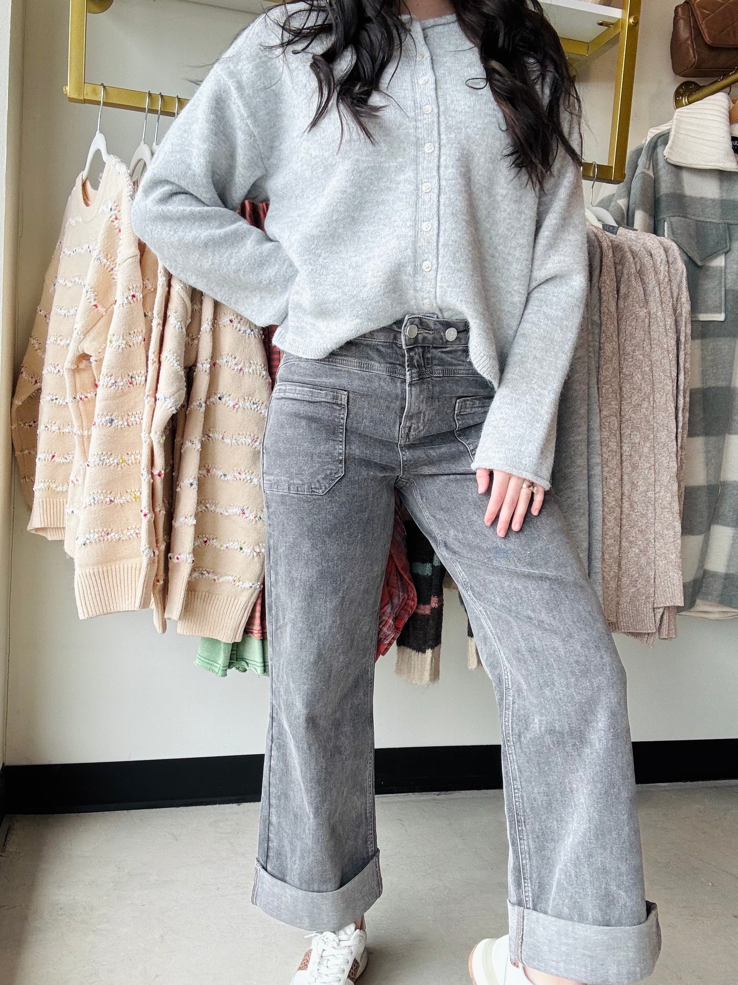 Grey Clover Front Pocket Jeans