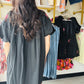 Black Embroidered Babydoll Dress