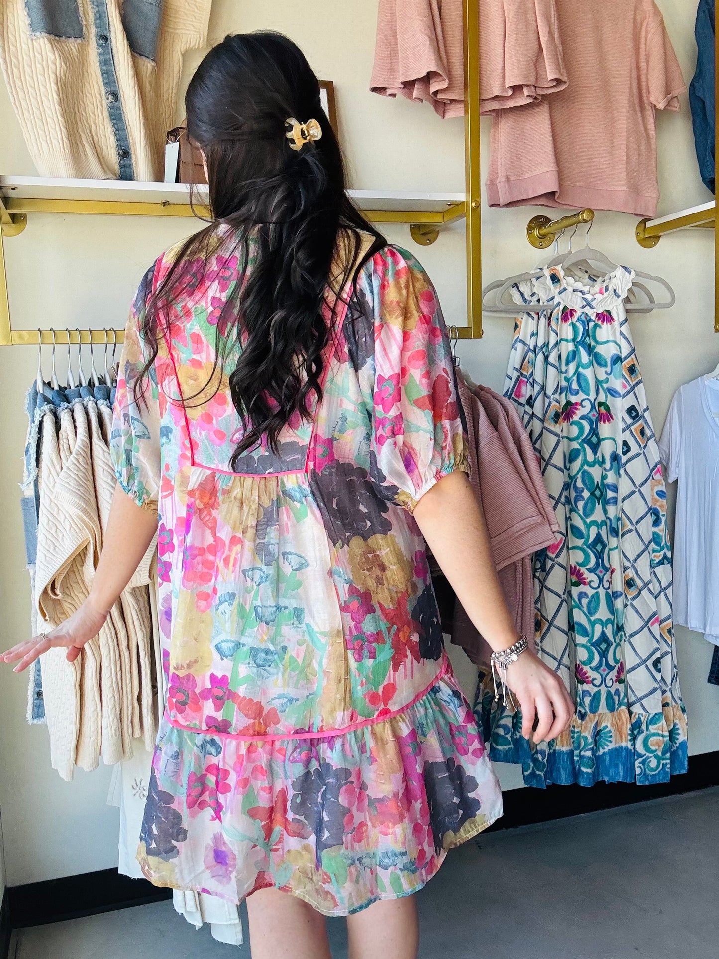 Watercolor Mix Babydoll Dress