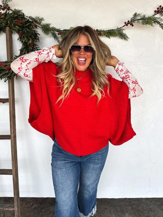 Red Meg Pullover Poncho Pre-Order