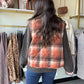 Rust Plaid Puffer Vest