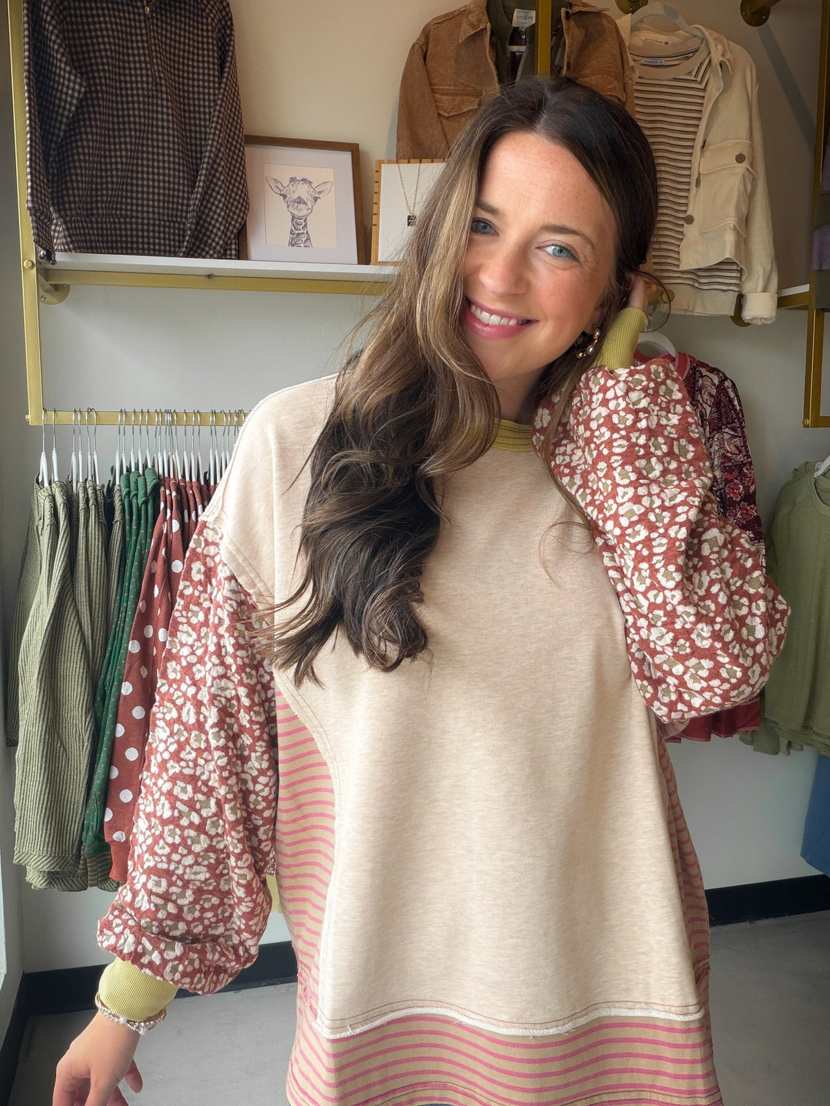 Oatmeal Mix & Match Knit Pullover