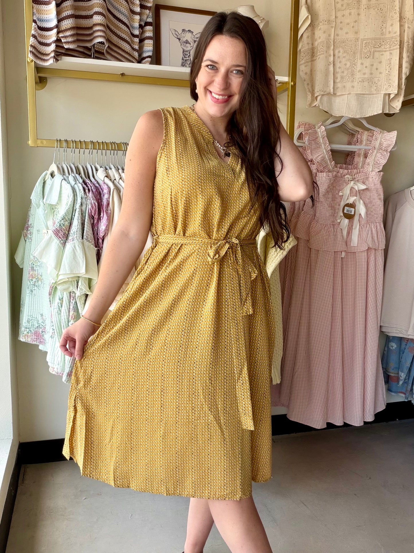 Mustard & Blue Print Dress