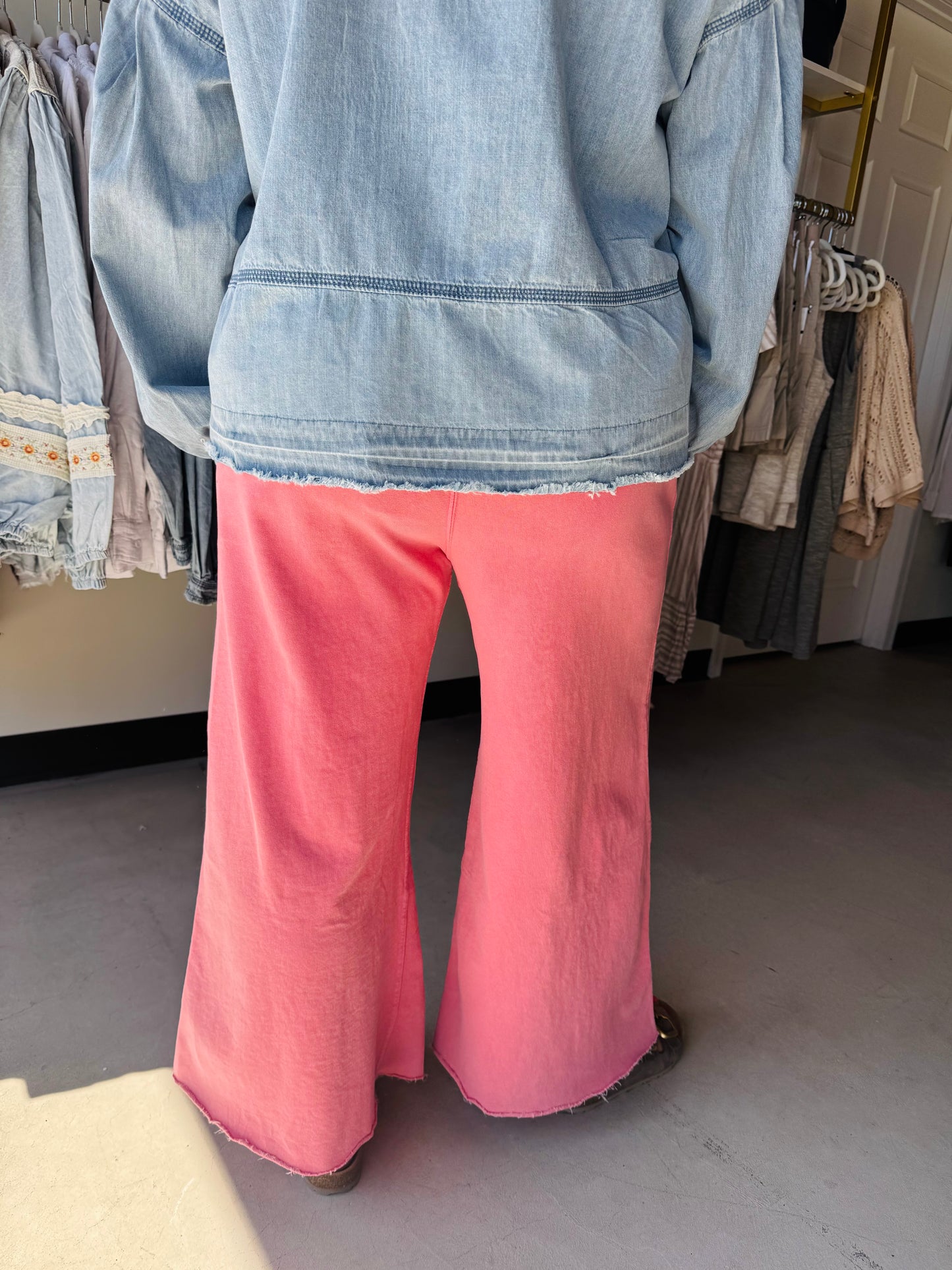 Boho Red Terry Knit Pants