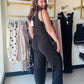 Black Cinched Waist Jumpsuit